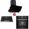 Pack AUXSTAR Plaque 5  Four encastrable Hotte 90 cm Pyramide Noir
