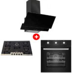 Pack AUXSTAR Plaque 5  Four encastrable Hotte 90 cm Pyramide Noir