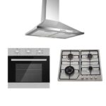 Pack AUXSTAR encastrable inox : four électrique + hotte 60 cm pyramidale + plaque 4 feux