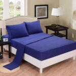 Parure de lit 4 pièces en coton - Bleu