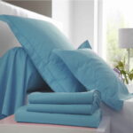 Parure de lit 4 pièces en coton - Bleu ciel