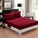 Parure de lit 4 pièces en coton - Bordeaux