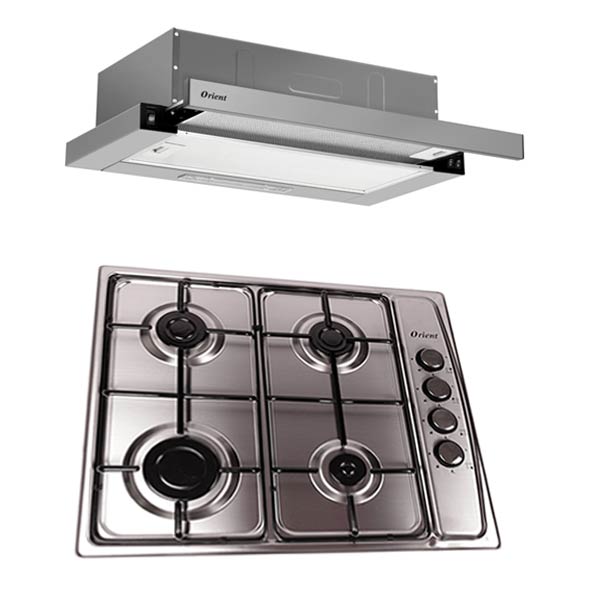 Pack Orient : plaque 4 feux inox + hotte Classico casquette 60 cm inox