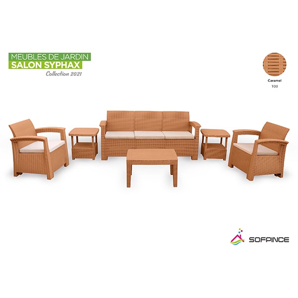 Salon de jardin SYPHAX 5 places Caramel
