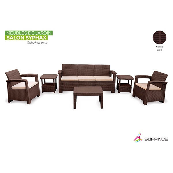 Salon de jardin SYPHAX 5 places Marron