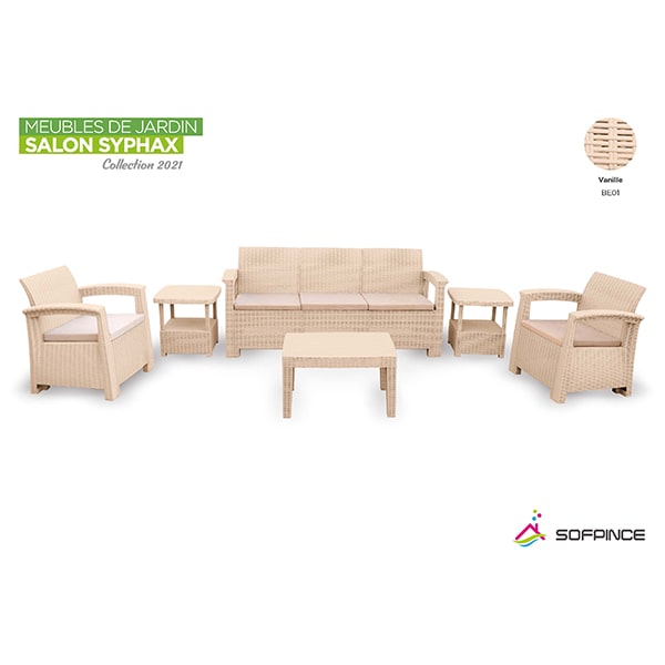 Salon de jardin SYPHAX 5 places Vanille