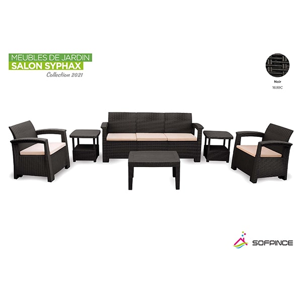 Salon de jardin 5 places SYPHAX Noir