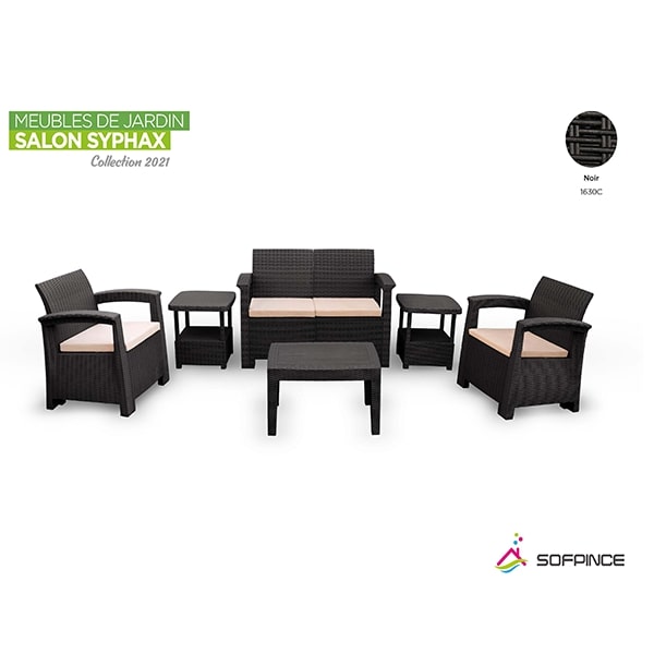 Salon de jardin SYPHAX 4 places Noir