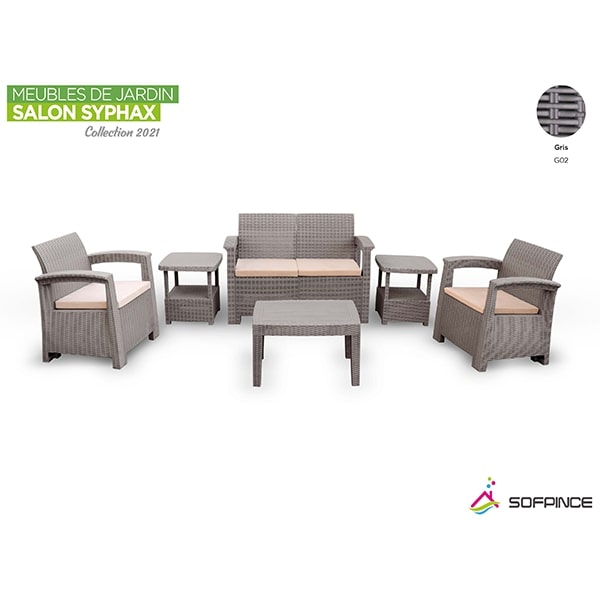 Salon de jardin SYPHAX 4 places Gris