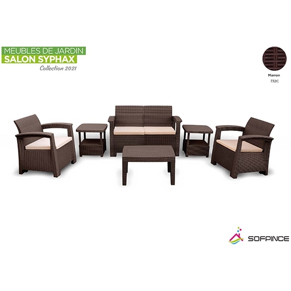 Salon de jardin SYPHAX 4 places Marron