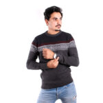 Pull col rond couleur Gris Motif aztèque