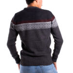 Pull col rond couleur Gris Motif aztèque – Image 3