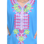 Jebba traditionnelle manches longues bleu ciel motif  fleur – Image 2