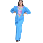 Jebba traditionnelle manches longues bleu ciel motif  fleur