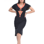 Jebba courte motif Khella noir rouge