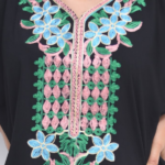 Jebba traditionnelle manches longues Noir motif fleur – Image 2