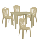 Ensemble table et 4 chaises plastique grège