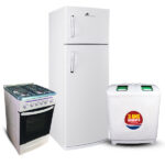 Pack de mariage HBEL : machine à laver orient 8.2 kg + cuisinière Auxstar   Blanc+ réfrigérateur Montblanc  fb30 blanc