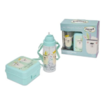 Renga Ensemble boite a goûter + bouteille d'eau en plastique alimentaire vert d'eau