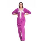 Jebba traditionnelle bordée manches longues avec fonte -  violet