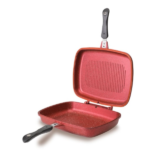 Poêle Grille Double Face - Rouge