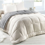 Couette Uni 2 places 220x240 Gris-Blanc