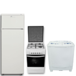 Pack de mariage white : machine à laver orient 8 kg + cuisinière  Auxstar + réfrigérateur Montblanc fb 30 blanc