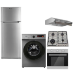 Pack de mariage TRIO : machine à laver automatique 7 kg Orient gris  + pack Auxstar inox hotte casquette 60 cm  + réfrigérateur CONDOR 36 gris