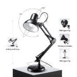 Lampe de bureau noir bras long pliable avec Socle