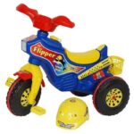 TRICYCLE FLIPPER AVEC CASQUE - BLEU, ROUGE & JAUNE