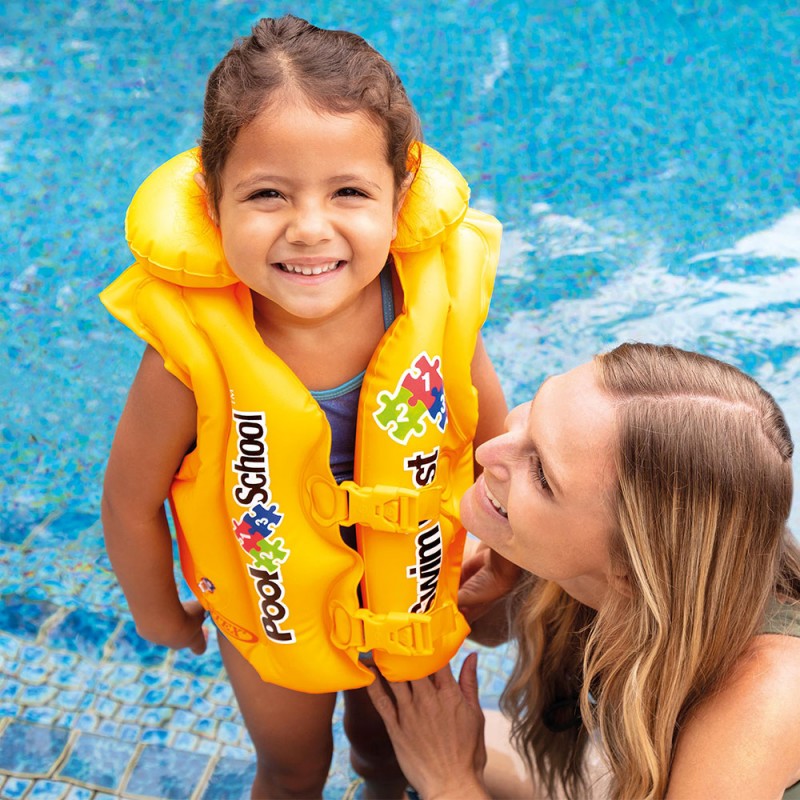 Promotion Tunisie 58660eu-gilet-natation-gonflable-pool-school promodeal allopromo Gilet De Natation POOL SCHOOL Jaune Intex - 58660EU – Image 1