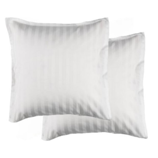 Taie d'oreiller en satin NELL 40x40 blanc Couple de taies d‘oreiller satin à rayures couleur blanc carrés ou rectangulaires – Image 1
