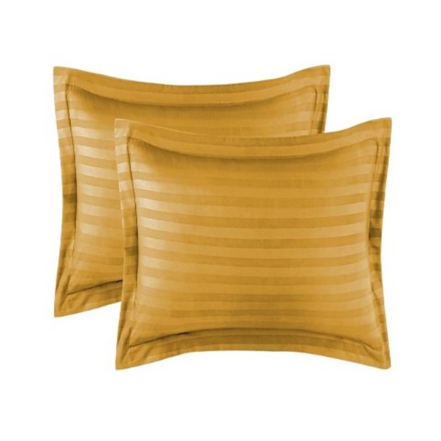 taie-doreiller-satin-de-coton-tertio-jaune moutarde 40X40 Couple de taies d‘oreiller satin à rayures couleur moutarde carrés ou rectangulaires – Image 1