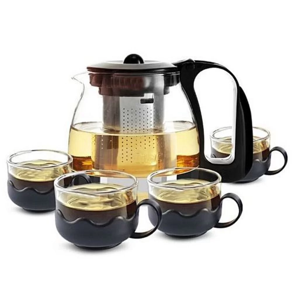 Ensemble-Theiere-Tasse-en-Verre-–-Recouvert-de-Plastique-promodeal-tunisie Service théière avec 4 tasses en verre – Image 1