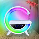 Lampe LED avec haut-parleur Bluetooth et chargeur sans fil radio réveil – Image 2