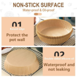 lot de 100pièces papier cuisson 20 cm  pour Air-fryer – Image 5