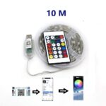 Smart Guirlande lumineuse 10M LED RGB USB avec télécommande et application mobile