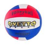 Ballon de volley-ball standard en cuir souple rouge bleu