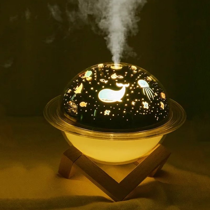 Diffuseur D'Huiles Essentielles Avec Jeux De Lumière 2 En 1 tunisie promodeal 21 Diffuseur D'arome et Huile Essentielle avec Jeux De Lumière changeante Thème Mer – Image 1