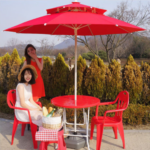 Parasol 2.7m pour jardin/plage double toile-XL + support – Image 5