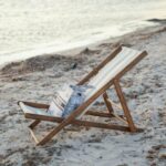 Chaise longue 3 niveaux en toile à rayures