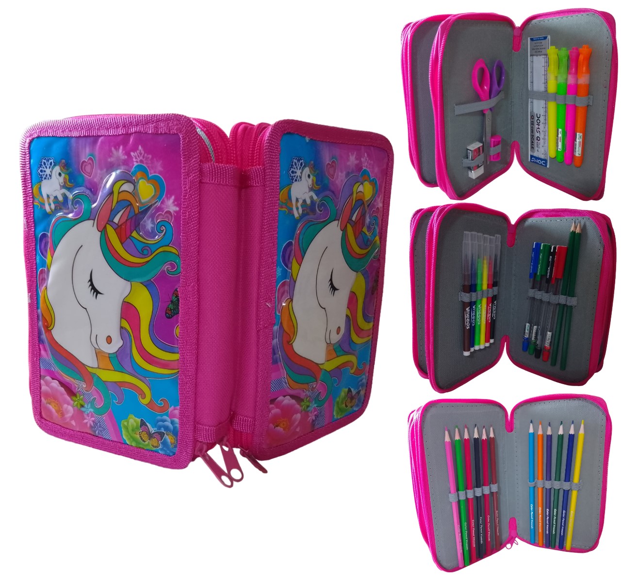 TROUSSE A CRAYONS MODEL UNICORN-TUNISIE-RENTREE SCOLAIRE-promo-deal-promodeal Trousse à crayons Unicorn 33 pièces – Image 1