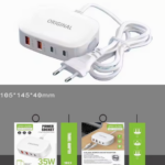 chargeur de téléphone 2 ports Usb + 2 ports type C  Fast