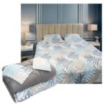 Couette Imprimé Florale bleu - gris 2 places – Image 2