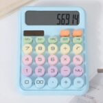 Calculatrice de bureau à 12 chiffres avec bouton sensible bleu