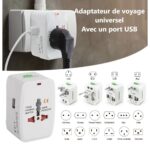 Adaptateur de voyage universel tout en un avec 1 port USB