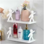 Support organisateur de salle de bains de cuisine en plastique avec adhésif – Image 2