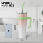 Tasse de voyage isotherme 1200 ml avec couvercle à paille et poignée – Image 2