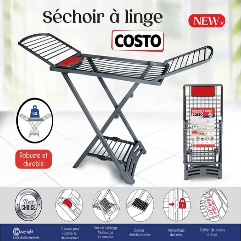 seche-linge-GRIS-costo-sotufub-promotion-plastique-promodeal-pas-cher-tunisie-2 Sèche Linge Plastique Pliable – Costo_Gris – Image 1