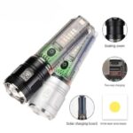 Lampe de poche tactique rechargeable à énergie solaire étanche – Image 4